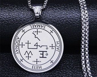 cooltime Silver/Gold Samael Sigil Pendant Archangle Medallion Necklace for Men Women cooltime Silver/Gold Samael Sigil Pendant Archangle Medallion Necklace for Men Women