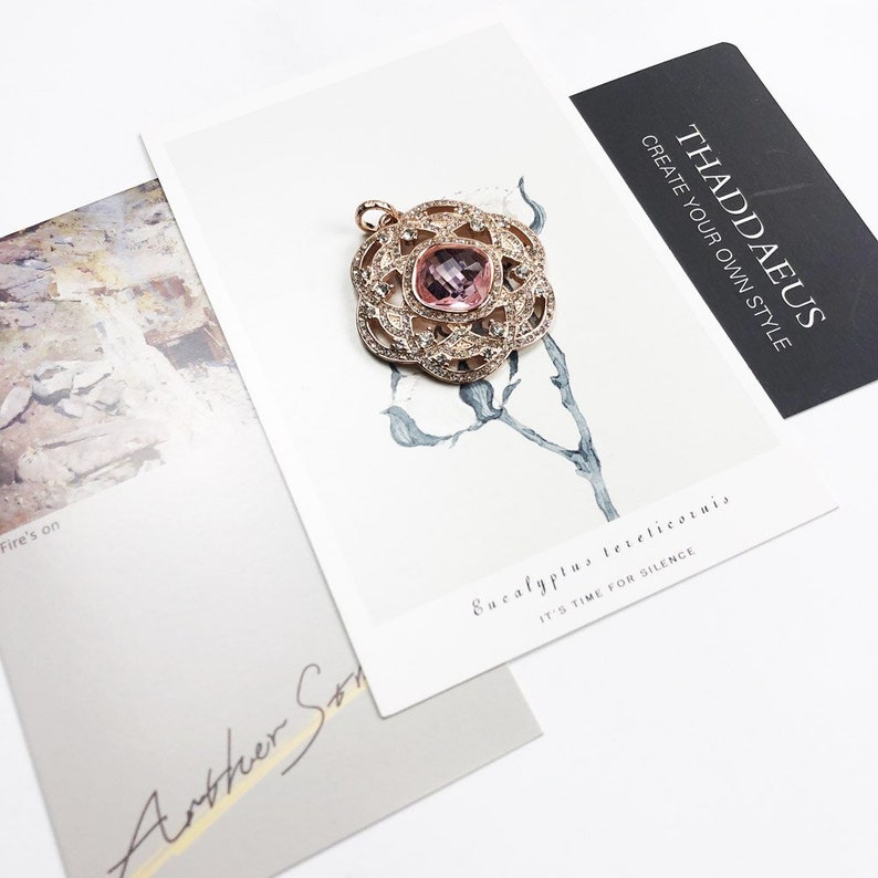 Rose Gold Flower Ornament Pendant Fashion Jewelry Romantic Etsy