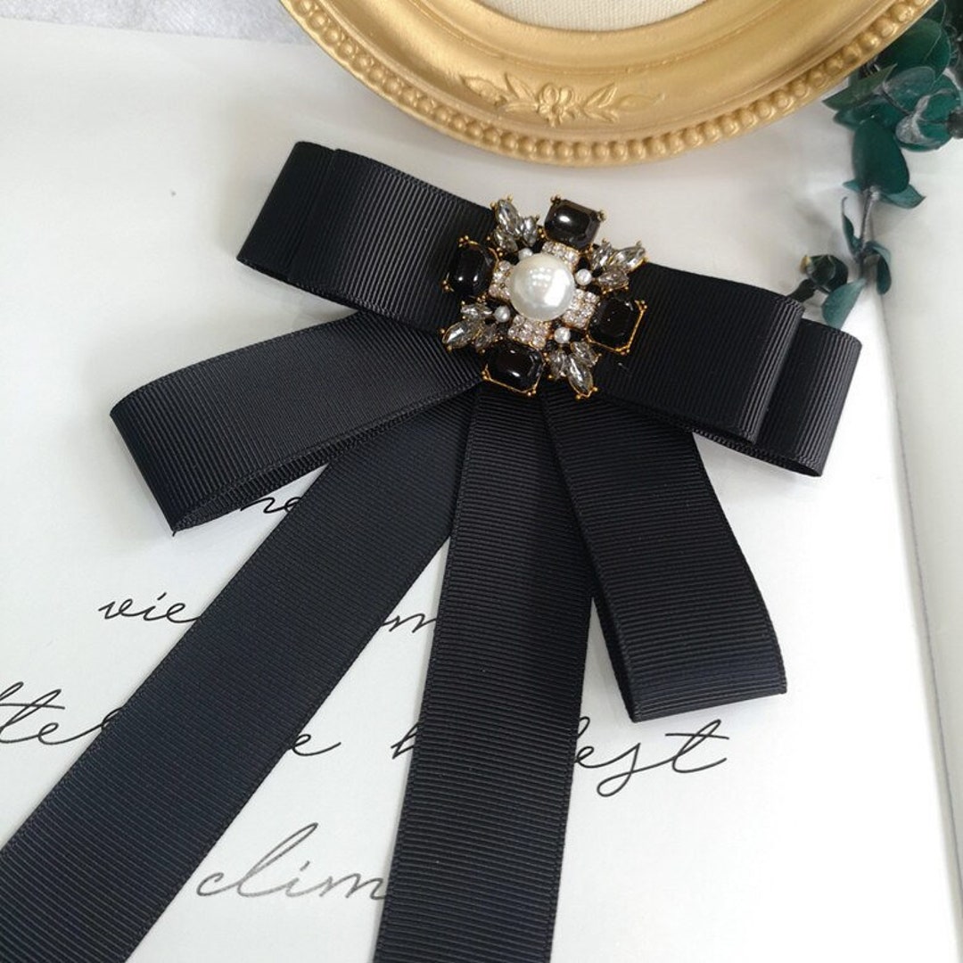 Ribbon Black Bow Tie Brooches for Women Bowkont Necktie Shirt Etsy Canada