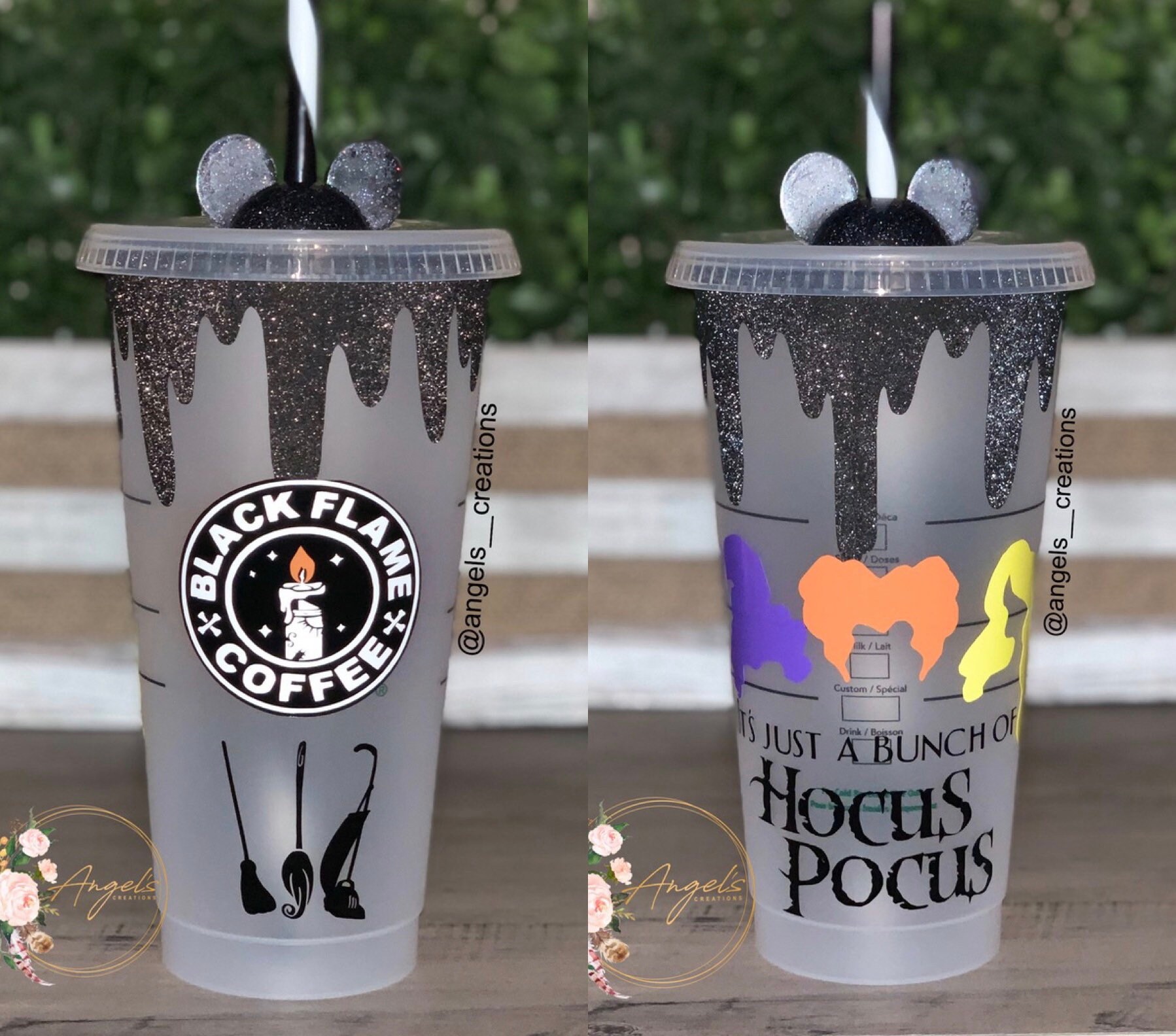 Black Flame Candle Cold Cup Starbucks Hocus Pocus Etsy