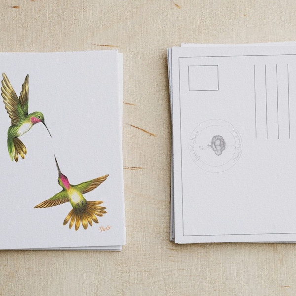 Kolibris - Postkarte - Blumenballerina
