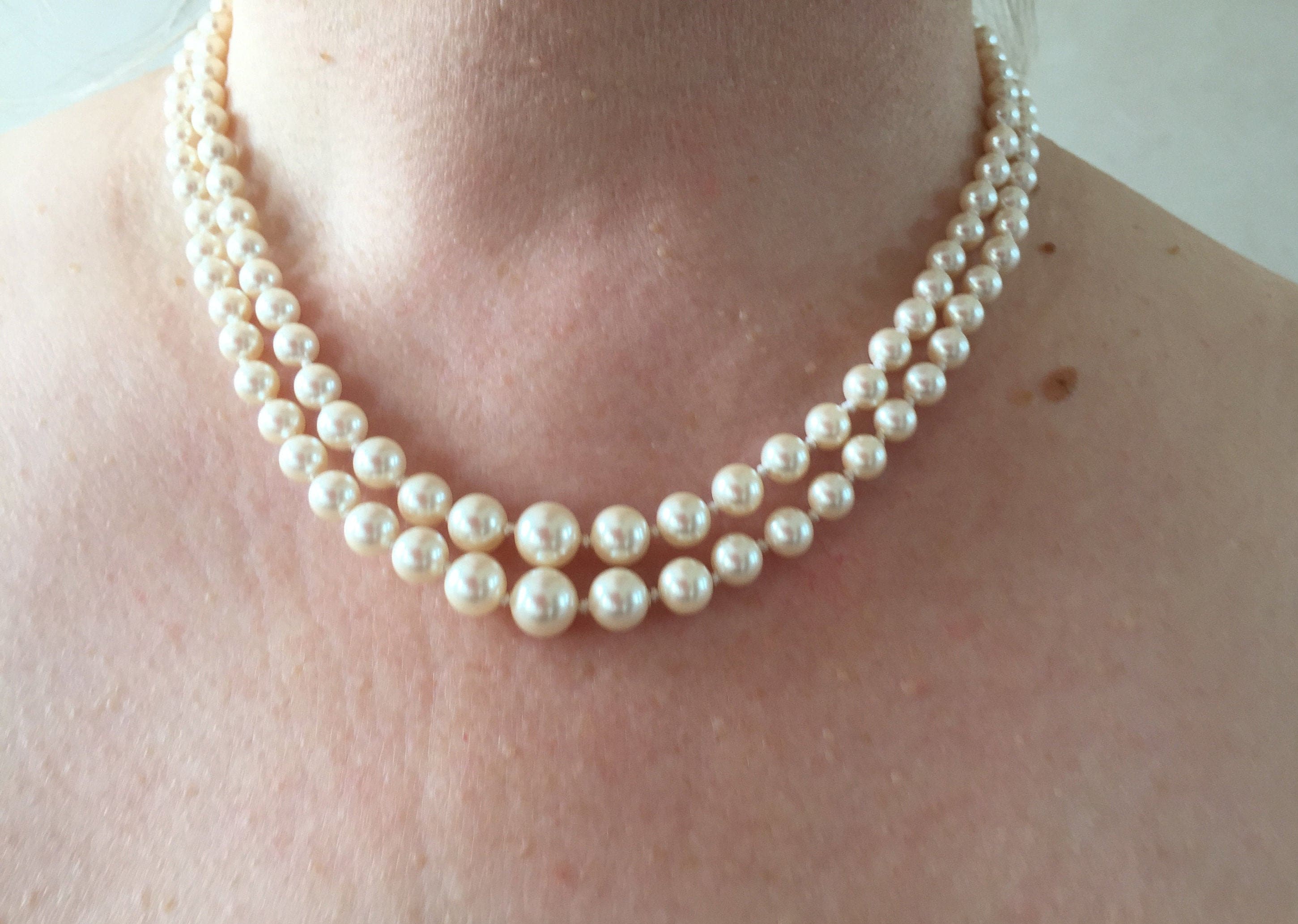 Pretty JKA simulated pearl necklace with gilt silver clasp Etsy