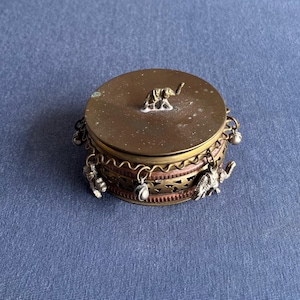 preowned handcraft brass and copper trinket / storage/ jewelry box