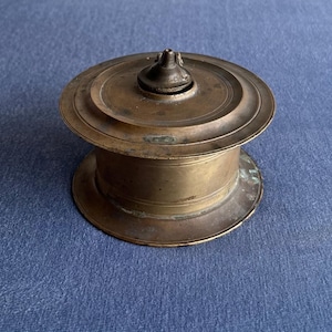 vintage Indian solid brass inkpot