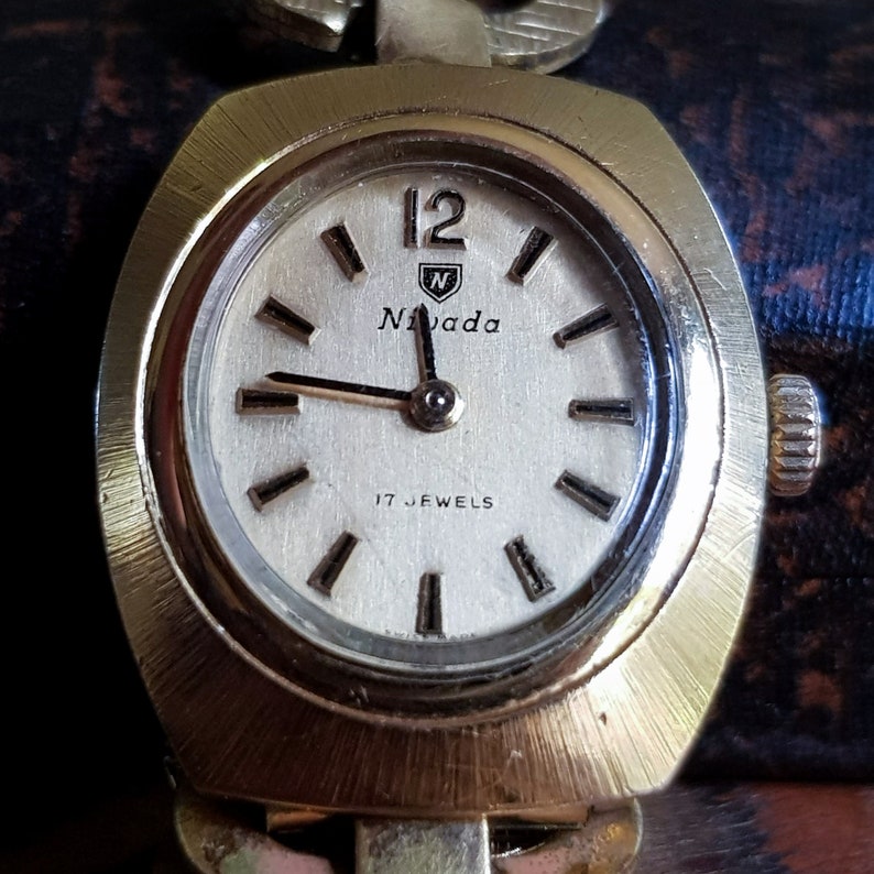 Nivada Watch Nivada Ladies Watch, Vintage 1970s, Gold Plated Watch