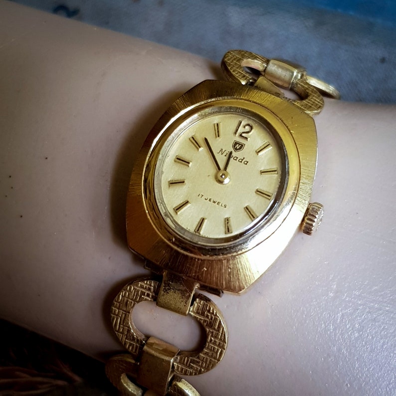 Nivada Watch Nivada Ladies Watch, Vintage 1970s, Gold Plated Watch