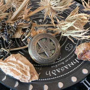 Pentagram Quartz Pocket Watch, Wicca Watch,Pentagram Watch Necklace