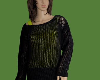 Oversized sweater with top black lime cotton size 34/36 XS/S