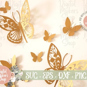 3D Schmetterling SVG Vorlage, digitaler Download, SVG geschnitten Datei für Cricut, Silhouette