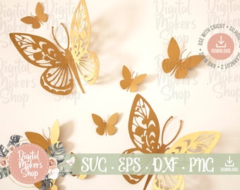 3D Butterfly SVG Template, Digital Download, SVG Cut File for Cricut, Silhouette