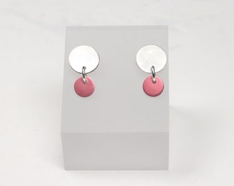 Dusky pink mini colour pop silver stud earrings