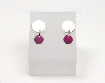 Magenta pink mini colour pop silver stud earrings