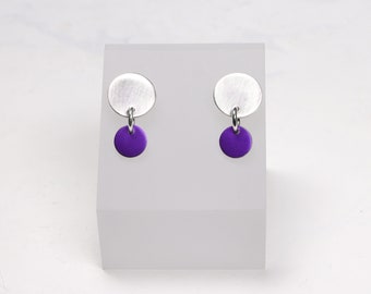 Deep purple mini colour pop silver stud earrings