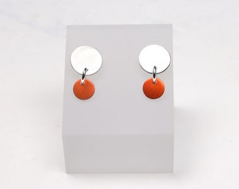 Bright orange mini colour pop silver stud earrings