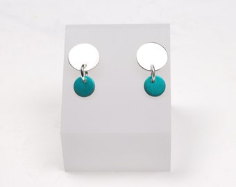 Teal green mini colour pop silver stud earrings