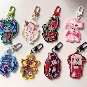 Hellaverse Keychains | Charlie, Lucifer, Angeldust, Alastor, Husk, Vox, Sir Pentious, Fizzarolli