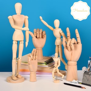 Manequim de madeira feito à mão, modelo de brinquedo com articulações e membros móveis rotativos, presente criativo para artista