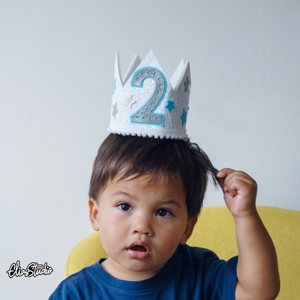 Chapeau d'anniversaire étoile bébé premier voyage autour du soleil anniversaire paillettes couronne garçon fête d'anniversaire couronne espace extérieur chapeau de fête 1er 2ème anniversaire AA10