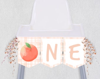 Peach Birthday High Chair Banner | High Chair Banner 1st Birthday Girl Sweet as a Peach Birthday Party | little peach High Chair Banner PH56