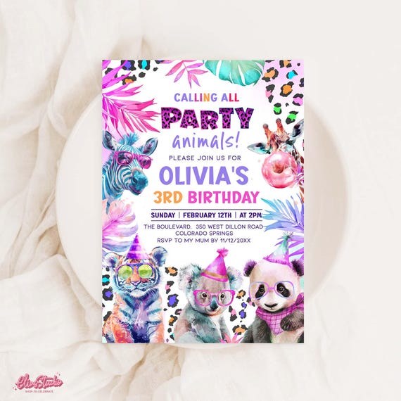 Calling all Party Animals Birthday Invitation, Safari Birthday Invitation, Jungle Birthday Party Invitation, Digital Download PA131