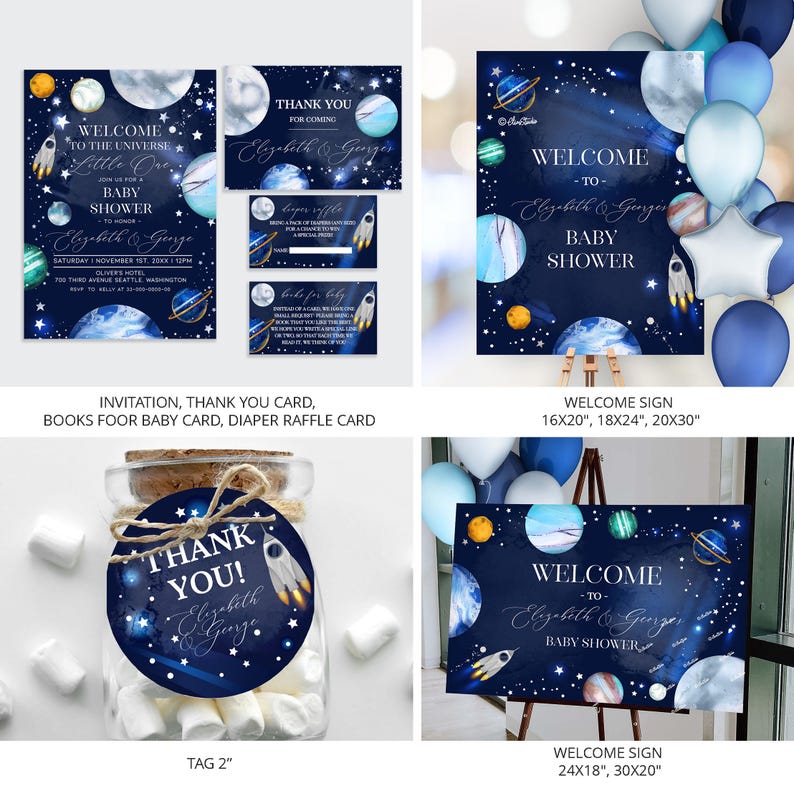 Space Theme Raffle Outer Space Baby Shower Theme Bundle, Moon Baby Shower Decorations ...