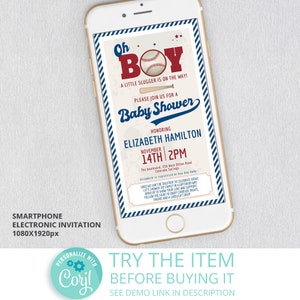 Baby Shower Dodgers Smartphone Electronic Invitation | Drive by Digital Invitation | Virtual Baby Shower Invitation Template /216