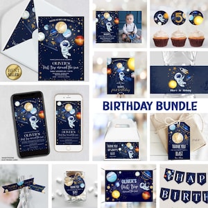 Editable Space Birthday Invitation All Ages Around The Sun Bundle | Space Birthday Party Invitation | Galaxy Boy Astronaut Birthday SP238