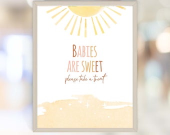 Favors  Sign Template | Sunshine Baby Shower Babies Are Sweet Sign | A Little Ray Of Sunshine Favors Sign | Baby Shower Decorations S21