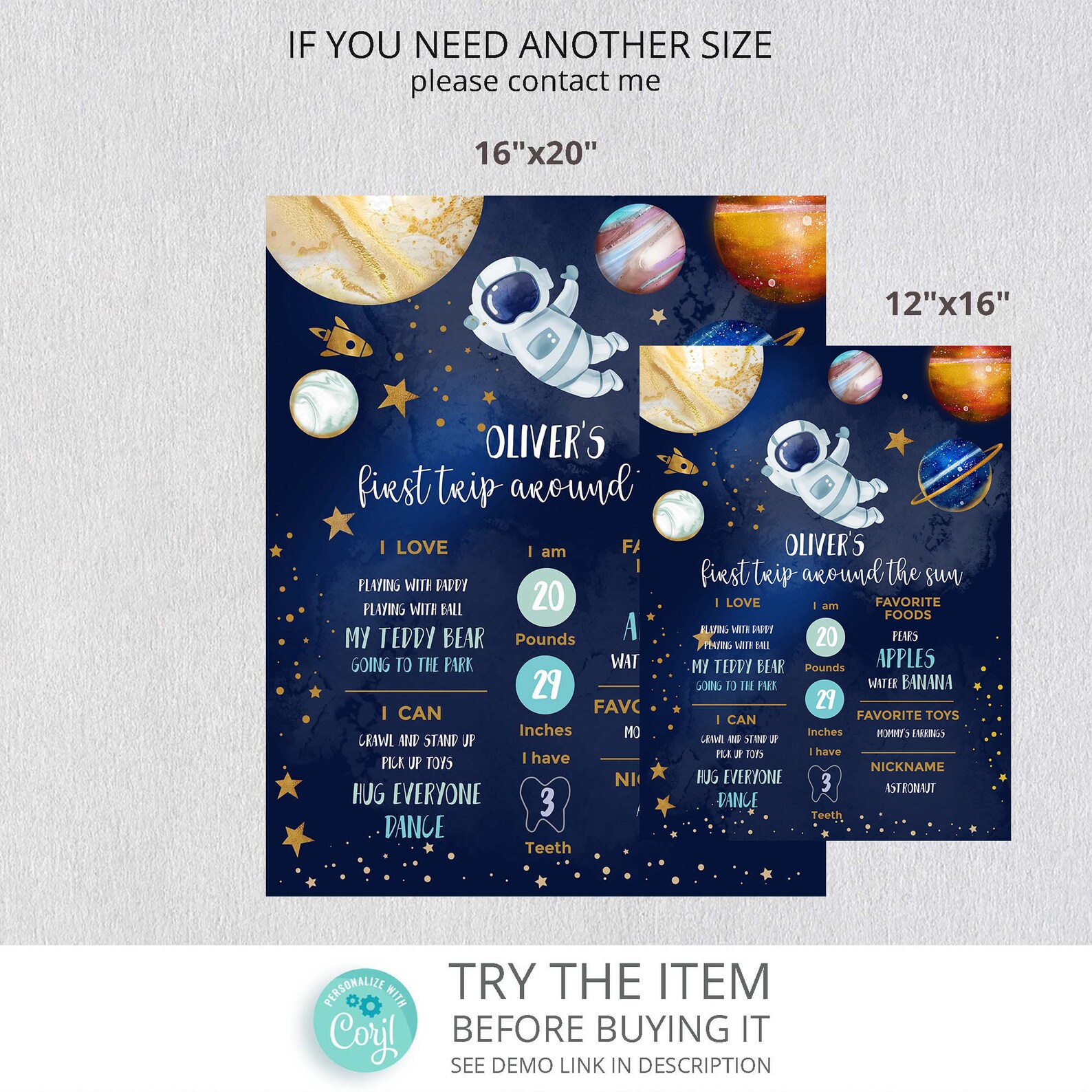 Editable Space Birthday Milestones Sign First Trip Around - Etsy