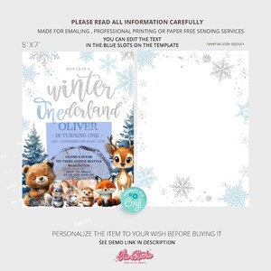 Winter Onederland Backdrop - Woodland Animals Forest Theme First Birthday Decorations For Winter 1st Birthday Party - View #2