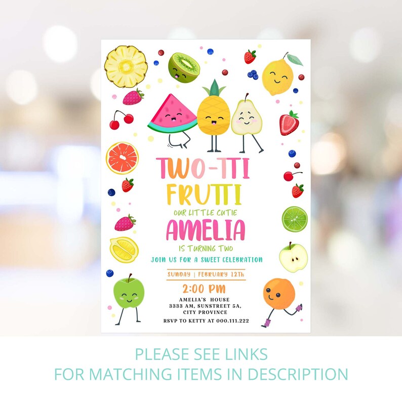 Editable Twotti Frutti Birthday Backdrop Banner Tutti Frutti | Etsy