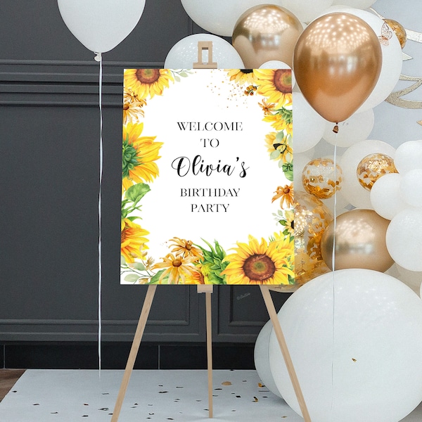 Sunflower Birthday Welcome Sign, Our Little Sunflower Welcome Board, Birthday Girl Welcome Sign, Sunflower Birthday Welcome Poster SR84
