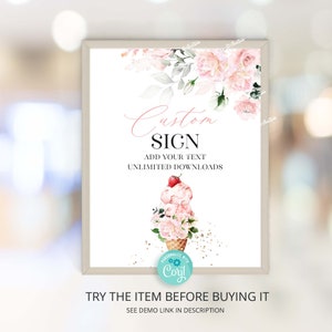 She&#39;s Been Scooped Up Bridal Custom Sign, She Got Scooped up Ice Cream Bridal Shower Sign, Floral Bridal Shower Editable Sign Template CU82