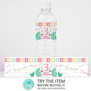 Let&#39;s Fiesta Birthday Water Bottle Labels Mexican Birthday Water Bottle Sticker | Fiesta Birthday Decoration F3