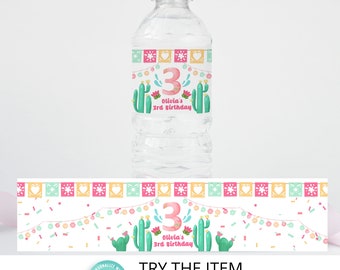 Let's Fiesta Birthday Water Bottle Labels Mexican Birthday Water Bottle Sticker | Fiesta Birthday Decoration F3