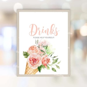 She&#39;s Been Scooped Up Bridal Shower Decoration Drinks Bar Sign Template  She Got Scooped up Ice Cream Bridal Shower Floral CU18