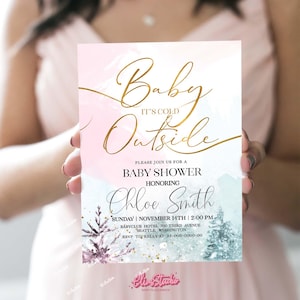 Baby its Cold Outside Baby Shower Invitation . Winter Baby Shower Invitation Bundle. Baby Shower Invite Girl Winter W117