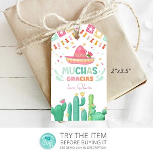 Fiesta Thank You Favor Tag 1st Fiesta Thank You Tag Fiesta Party Decorations F12