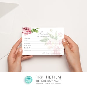 Bloemenadvieskaart vrijgezellenfeest voor de aanstaande bruid | Peony 4 x 6 afdrukbare advieskaart | Spel vrijgezellenfeest Afdrukbaar /648