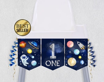 High Chair Banner 1st Birthday Boy | High Chair Banner 1st Birthday Space Birthday Party | First Trip Around The Sun High Chair Banner SP59