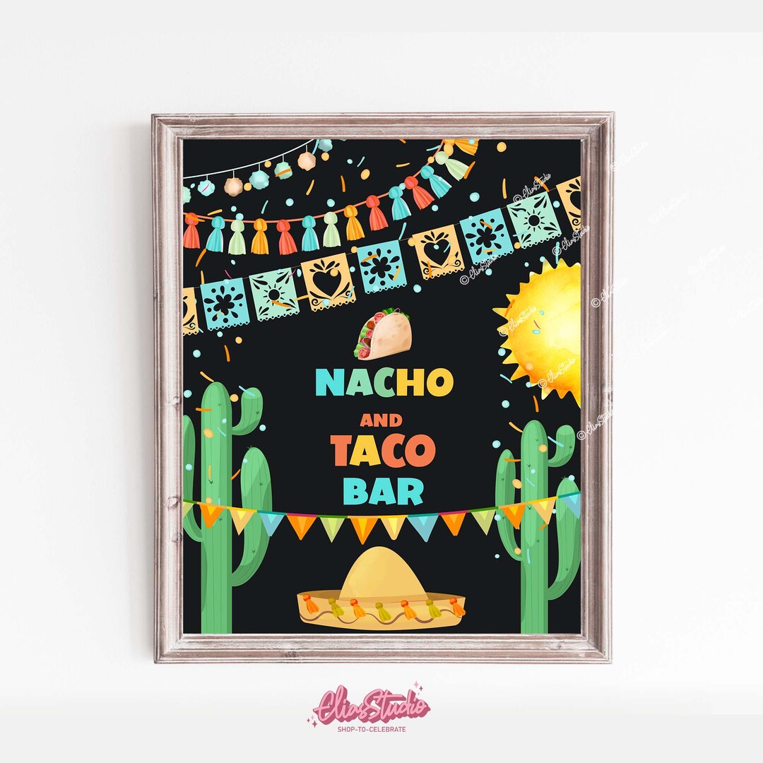 Editable Taco Bar Sign Fiesta Birthday Decorations, Nacho Bar Sign ...