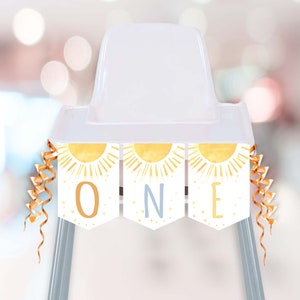 Sunshine High Chair Banner 1st Birthday Boy | First Trip Around the Sun, Sunshine Birthday decoration PRINTABLE Digital S35