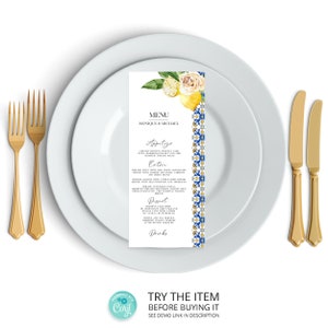 Menu Lemon | Lemon Bridal Shower Menu Template | Citrus Menu, Printable Wedding Dinner Menu Card, She Found Her Main Squeeze  /0211