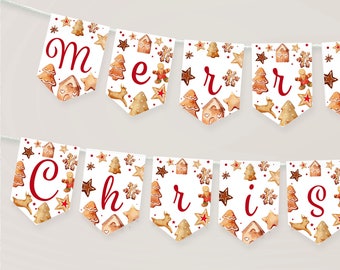 Merry Christmas Bunting Printable - Etsy