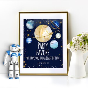 Gefälligkeiten Zeichen Vorlage | Space Party Danke Schild | Weltraum Geburtstagsschild | Galaxy Party Dekorationen SP119