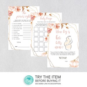 Pumpkin Baby Shower Games Printable • Pastel Pink Pumpkin Baby Shower ...