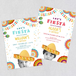Personalized Fiesta Birthday Photo Invitation | Birthday Fiesta Invitation Photo Collage, Let&#39;s Fiesta | Fiesta Invite F15