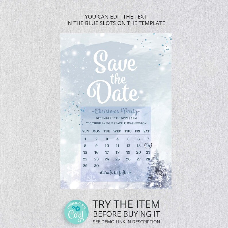 Christmas Save the Date Template Instant Download Christmas - Etsy