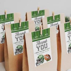 Editable Football Birthday Thank You Tags, Game On, Football Birthday Favor Tags, Football Party Tags Template Boy Birthday Football Tag AM4