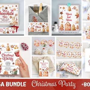 Holiday Edition Christmas Party invitations and Decorations BUNDLE, Holiday Party, Christmas Dinner Kids Christmas, save the date Corjl W199